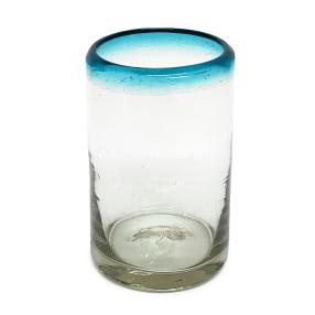  / Aqua Blue Rim 9 oz Juice Glasses (set of 6)